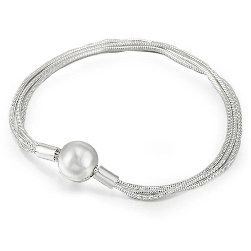 TOGORY Concentric Knot Snake Bone Chain Fit Original DIY Beads Charm Bracelet Bangles For Women Jewelry Making Gift Dropshipping