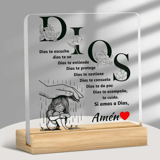 2D Christian Spanish Decorative Board - "God Is Listening To You" Acrylic Imitation Flower Design, Religious Comfort Decoration