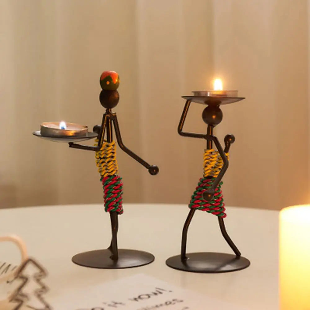 Candlestick Holder 1 PCS Creative Abstract(Afro)Character Sculpture Exquisite Candle Stand For Prayer Homes/ Businesses