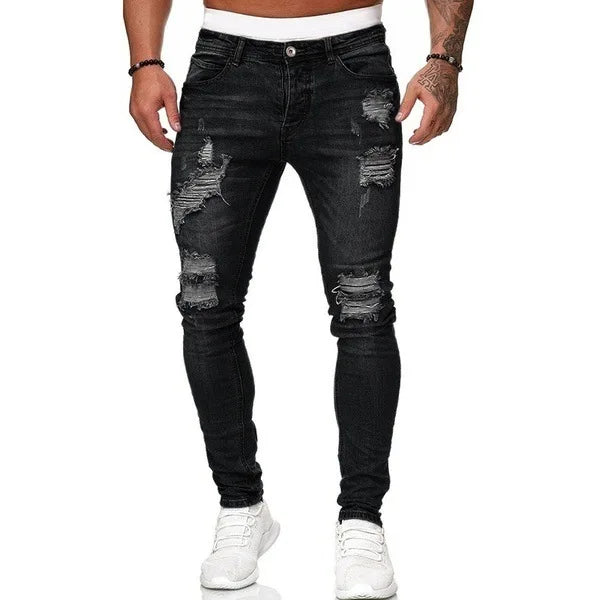 Mens Black Jeans Slim Fit Quality Gray Casual Male Jeans Pants Skinny Fit Men Pants Hip Hop Urbanwear Cotton Denim Trousers