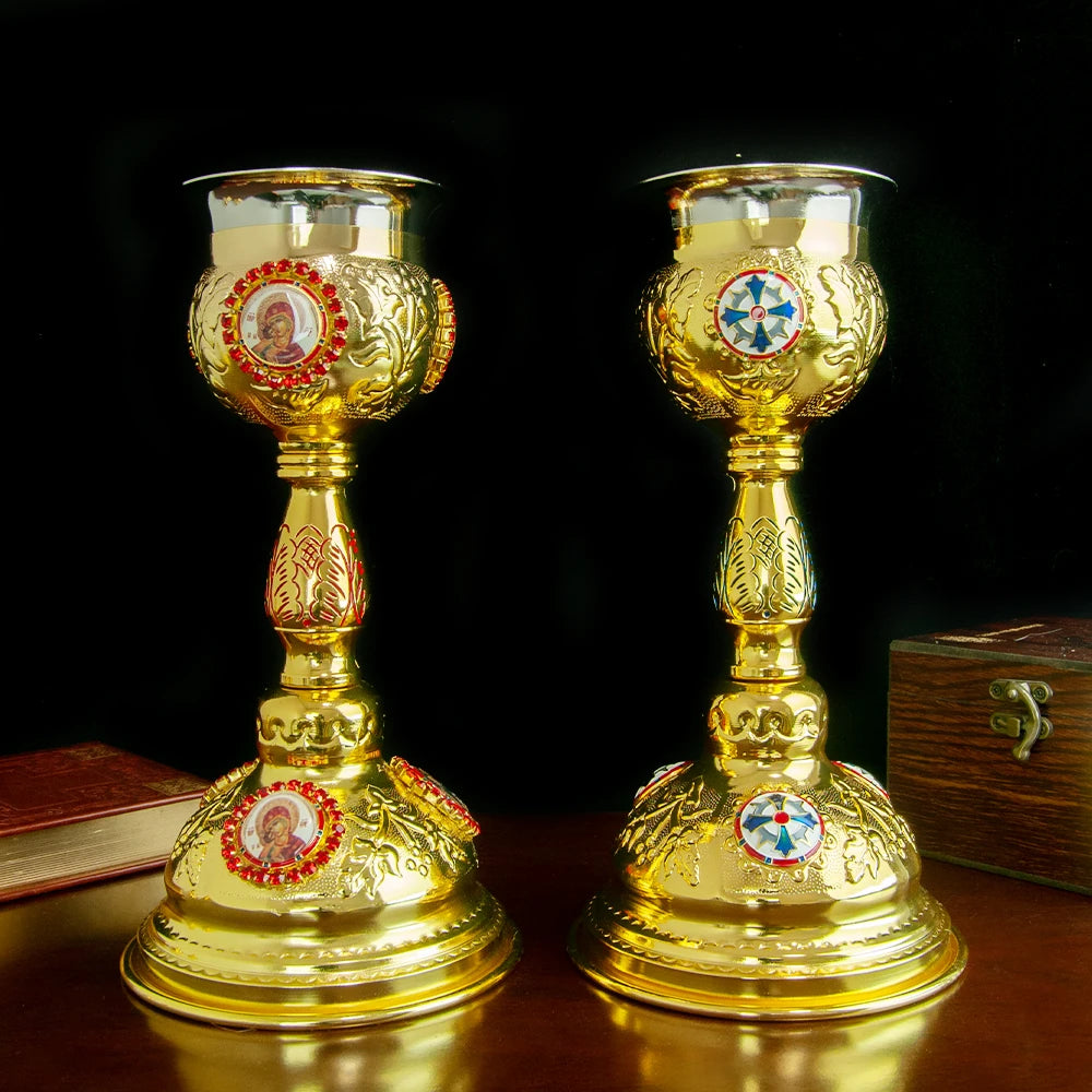 Christian Chalice Church Ceremonial Supplies Alloy Metal Holy Cups Exquisitely Carved Holy Water Spoons And Cups