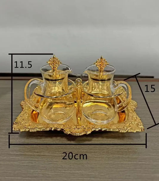 Catholic Etiquette Blessing Holy Wine Set Brass Gilded Base Glass Wine Bottle For Ritual Eucharist Church Supplies