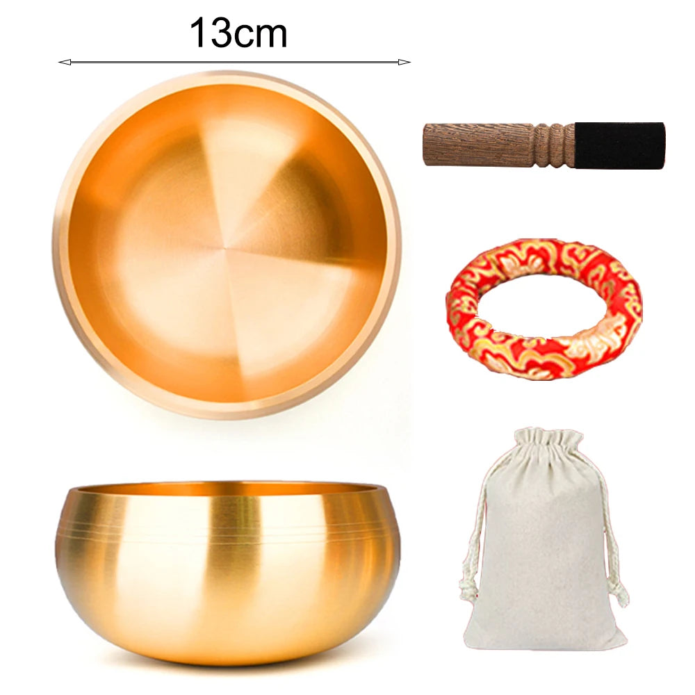 Brass Singing Bowl Tibetan Sanskrit Yoga Meditation for Sound Healing Stress Relief Buddha Mindfulness Instrument
