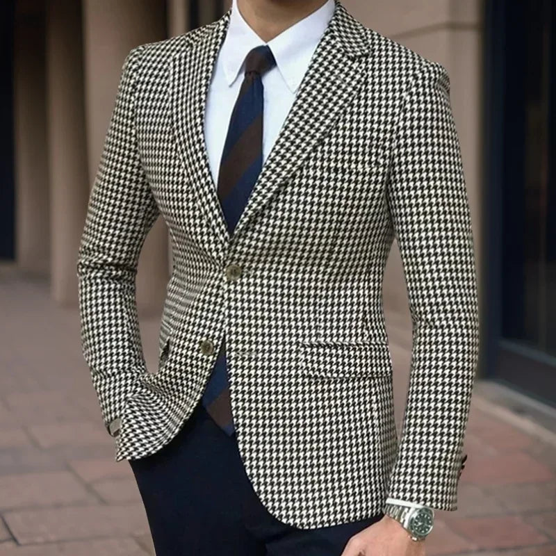 Plaid Men Suit Jacke Cherub Styles for Wedding Tuxedo Houndstooth Blazer 1 Pc American Style Notch Style Check Fashion Suit 2025