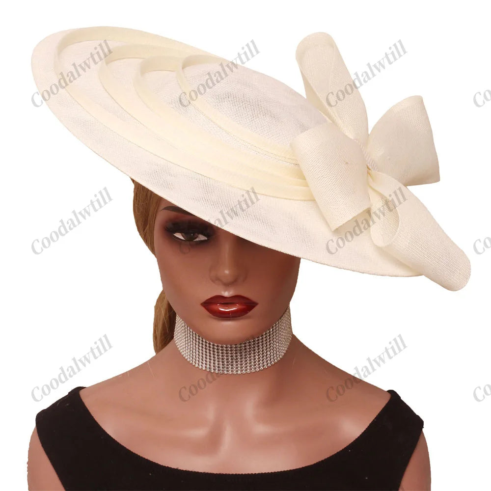 Cherub Church/Wedding %Derby Big Fascinator Hat Women Party Veils Headpeice With Bow New Fashion Lady Royal Ascot Large Cap Headband