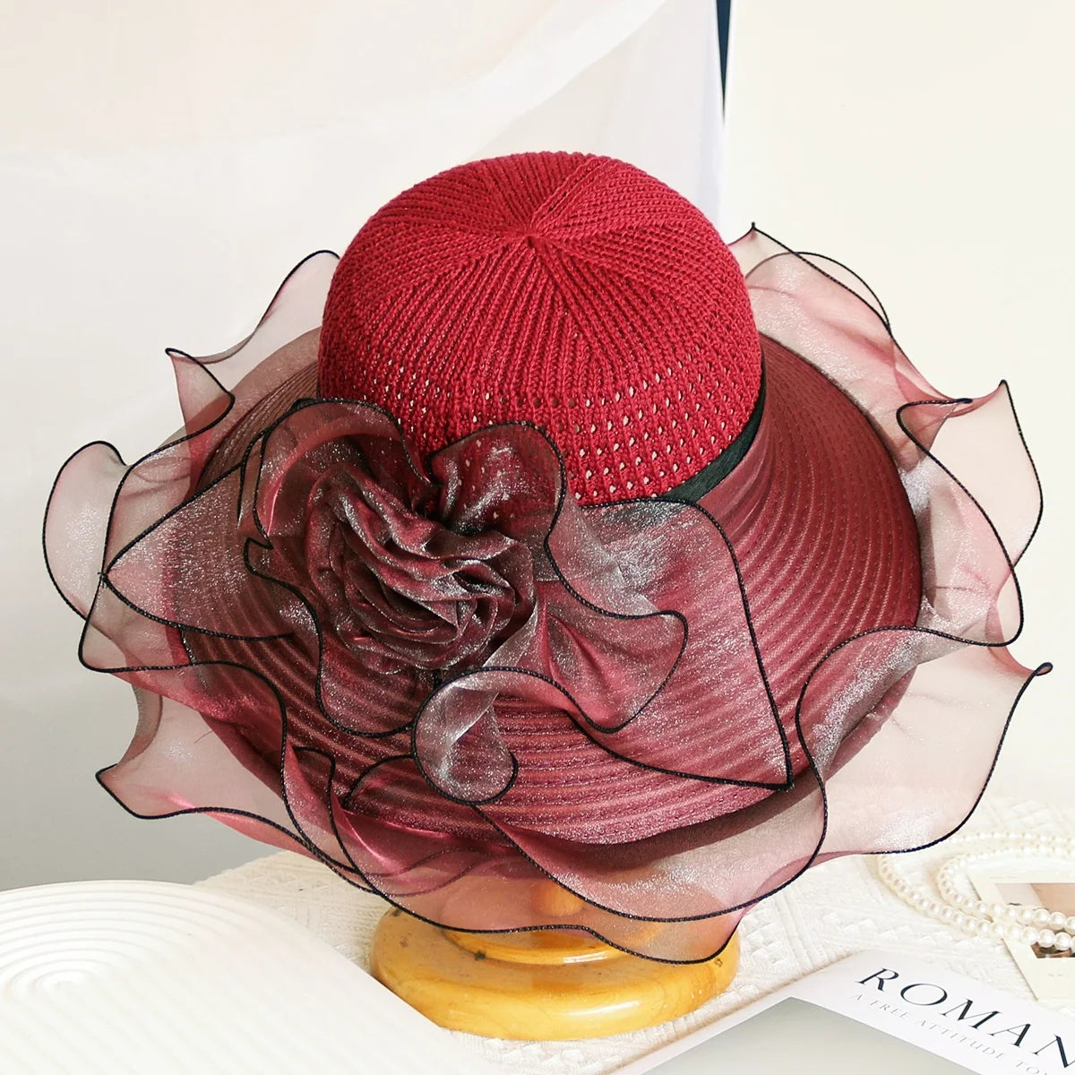 Cherub Elegant Summer Women's Church Woven Sun Hat Breathable/Foldable Design