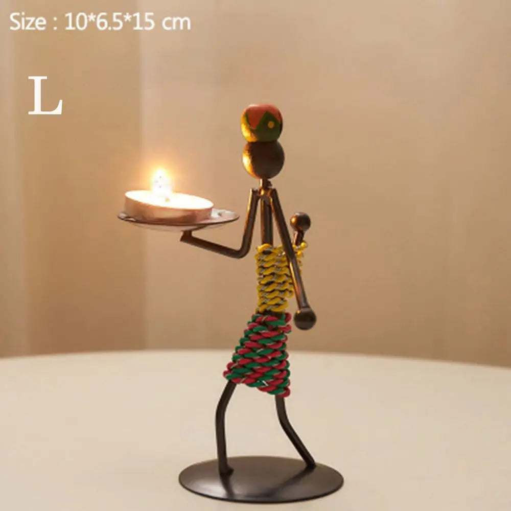 Candlestick Holder 1 PCS Creative Abstract(Afro)Character Sculpture Exquisite Candle Stand For Prayer Homes/ Businesses