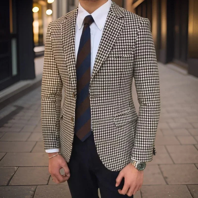Plaid Men Suit Jacke Cherub Styles for Wedding Tuxedo Houndstooth Blazer 1 Pc American Style Notch Style Check Fashion Suit 2025