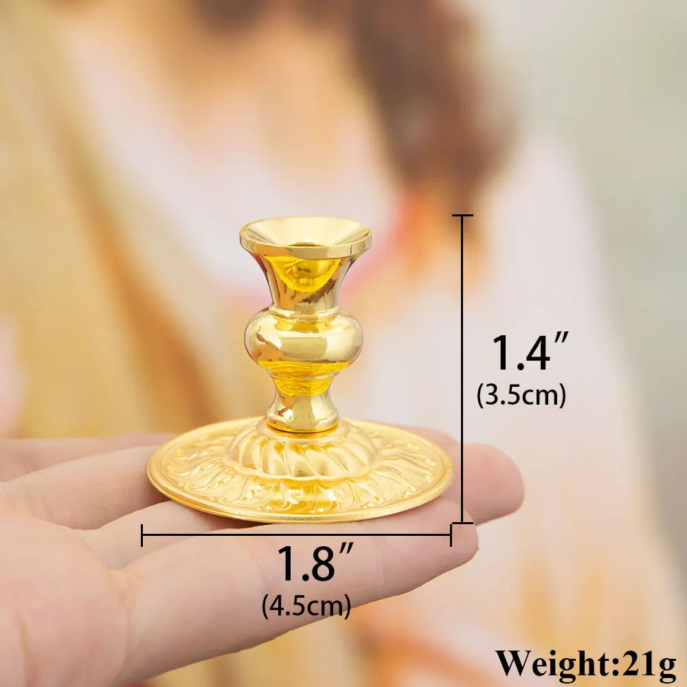 HTISOK Mini 5cm Gold Orthodox Christian Candle Holder Home Altar Decor, Religious Gift, Easter Ceremonial Accessory