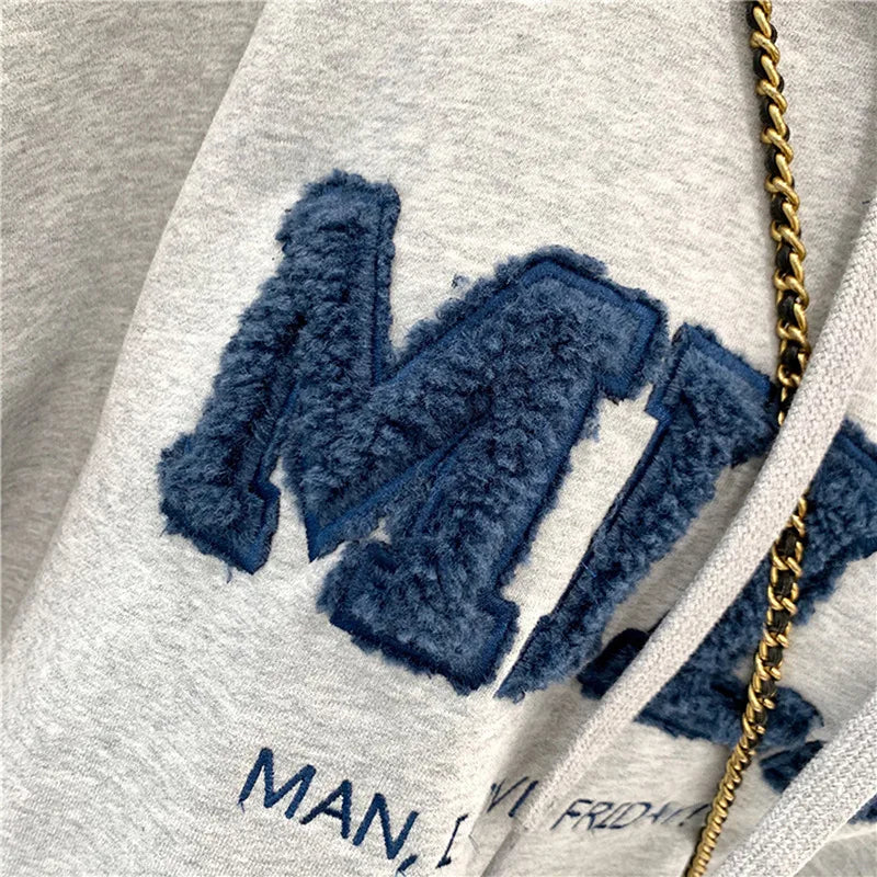 Cherub Fashion MILF Patchwork Oversize Sweatshirt Hoodie for Women