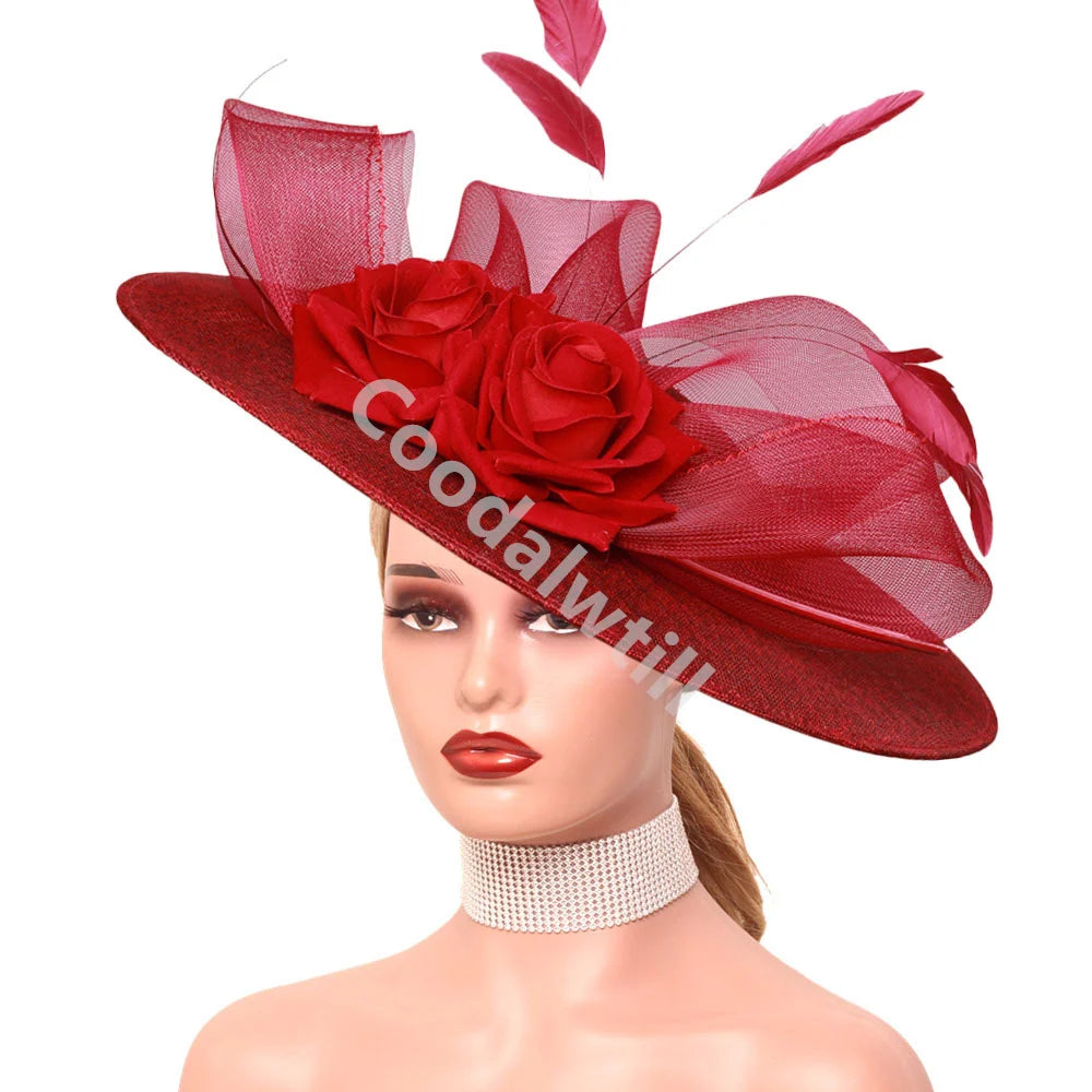 Cherub Women Elegant Royal Ascot Sunday's Best Big Fascinator Hat Church/Wedding Flower Ladies Headpiece Cocktail Party