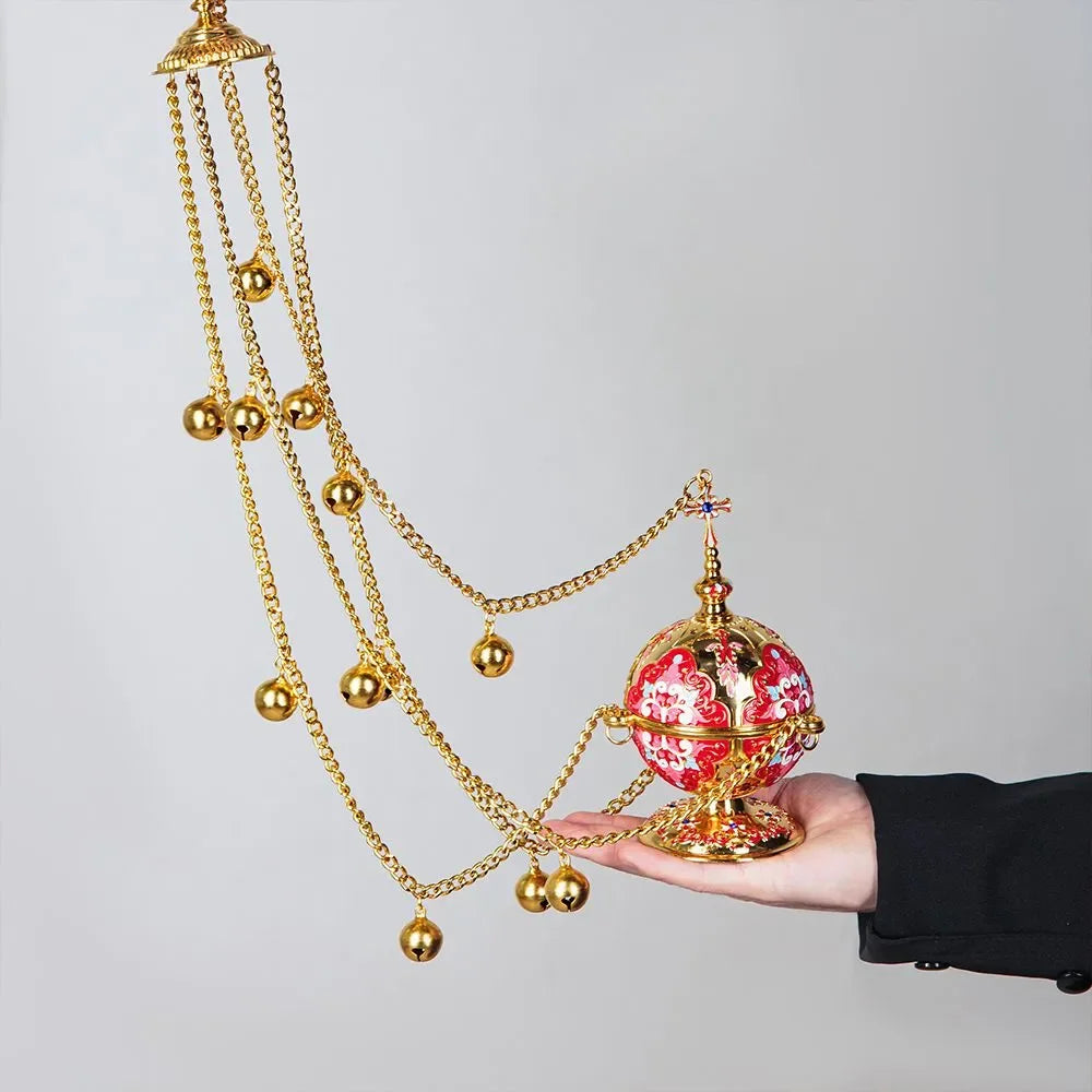 HTISOK Orthodox Incense Burner and Wall Hook Set Religion Gift & Decor Church Incense Burner Supplier Home Censer Decoration