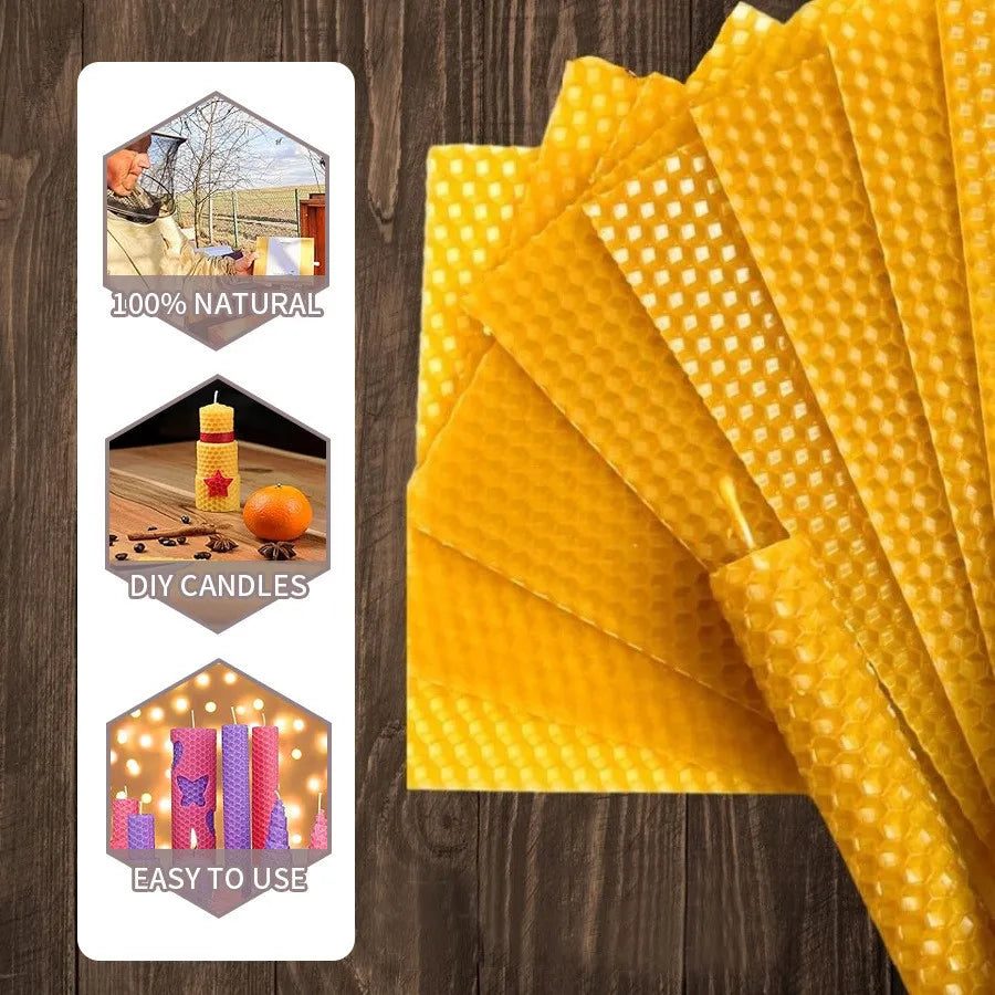 10pcs Bees Wax Candle Taper Candles Handmade Honeycomb Cotton Wick Luxury Premium Beeswax Decorative Candles Taper Crafts