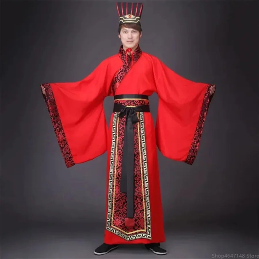 Chinese Silk Robe Ancient Knight Costumes Men Aldult Kimono China Traditional Vintage Ethnic Stage Cosplay Dance Costume Hanfu