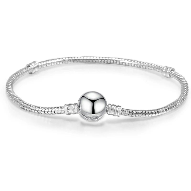 TOGORY Concentric Knot Snake Bone Chain Fit Original DIY Beads Charm Bracelet Bangles For Women Jewelry Making Gift Dropshipping
