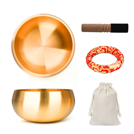 Brass Singing Bowl Tibetan Sanskrit Yoga Meditation for Sound Healing Stress Relief Buddha Mindfulness Instrument