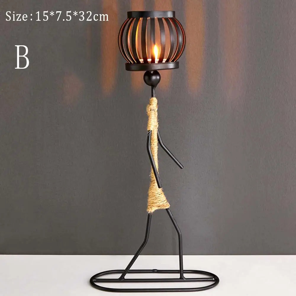 Candlestick Holder 1 PCS Creative Abstract(Afro)Character Sculpture Exquisite Candle Stand For Prayer Homes/ Businesses