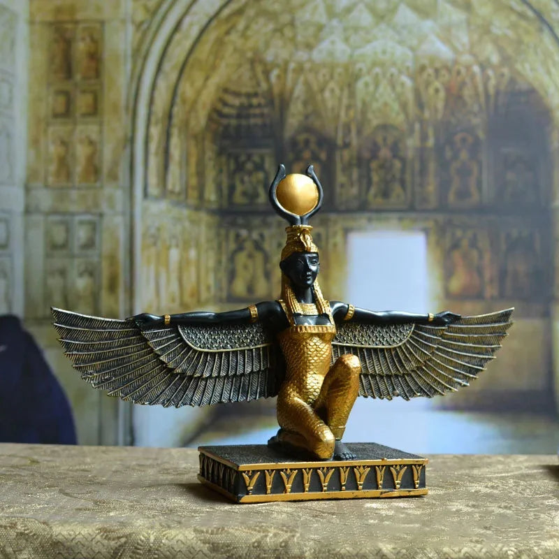 Ancient Egypt Isis Statue Egyptian Magic Marriage Goddess Figurines Resin Pyramid Obelisk Sculpture Crafts Home Decortion