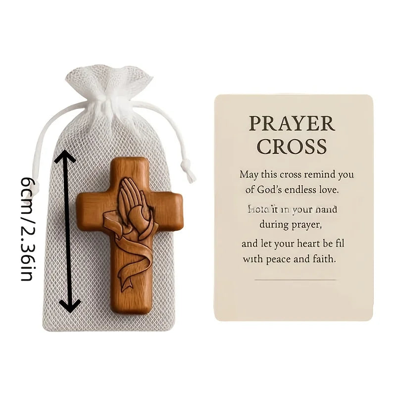 Resin 3D Pocket Prayer Cross with Holy Water Droplet Design & Prayer Card - Portable Christian Religious Gift,for Christ Symbol