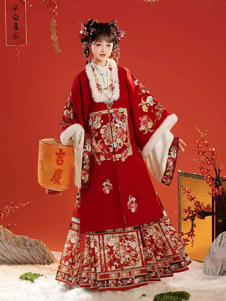Chunluo Wanxiang Ming Long Shirt Hanfu Women's 2024 New Autumn And Winter Thick New Year's Clothing Horse Face Skirt Ancient