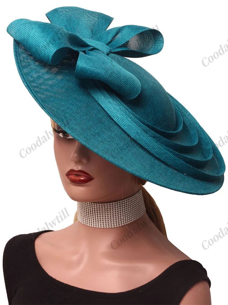 Cherub Church/Wedding %Derby Big Fascinator Hat Women Party Veils Headpeice With Bow New Fashion Lady Royal Ascot Large Cap Headband