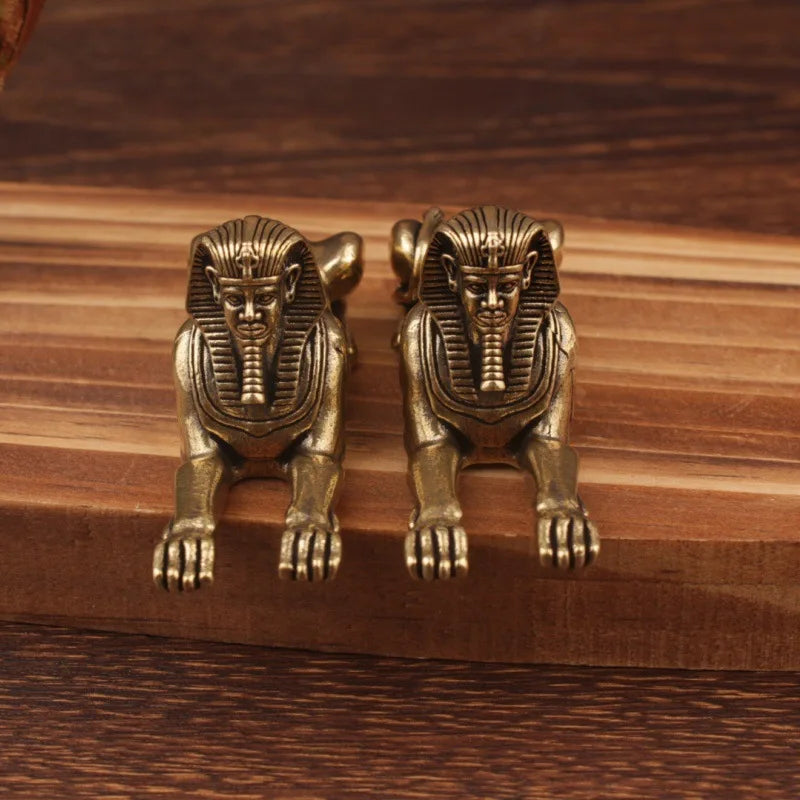 Retro Brass Egypt Sphinx Statue Small Ornaments Brass Guardian Figurines Desktop Decorations Home Decor Accessories