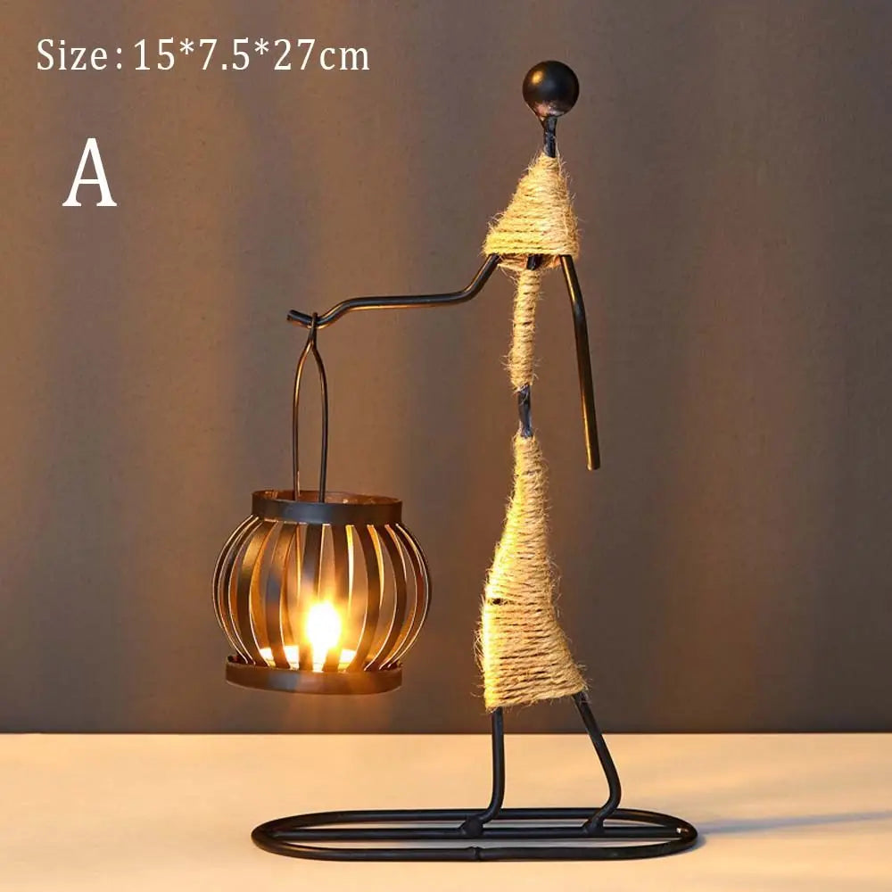Candlestick Holder 1 PCS Creative Abstract(Afro)Character Sculpture Exquisite Candle Stand For Prayer Homes/ Businesses