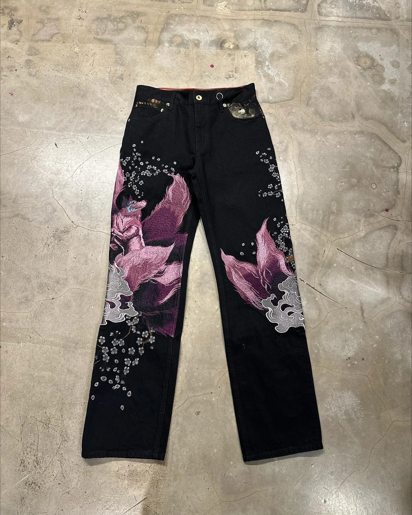 Harajuku Japanese Jeans Mens New Dragon High Quality Jeans  Vintage Hip Hop Urban Denim Fabric Wide Leg pants