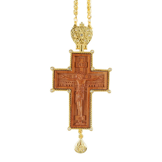 Orthodox Greek Crucifix Jewelry Religious Craft  Wooden cross Russian Vintage Pectoral Cross Jesus pendants pastor Prayer items