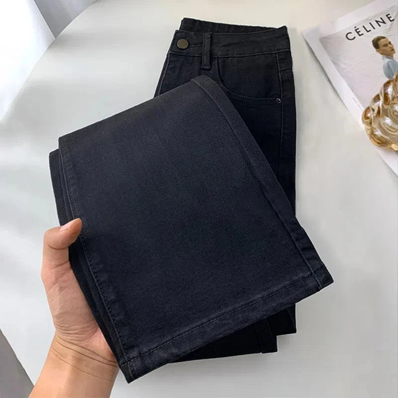 Women's High Waist Straight Jeans Spring Vintage Casual Ankle-length Denim Pants/Streetwear Stretch Vaqueros