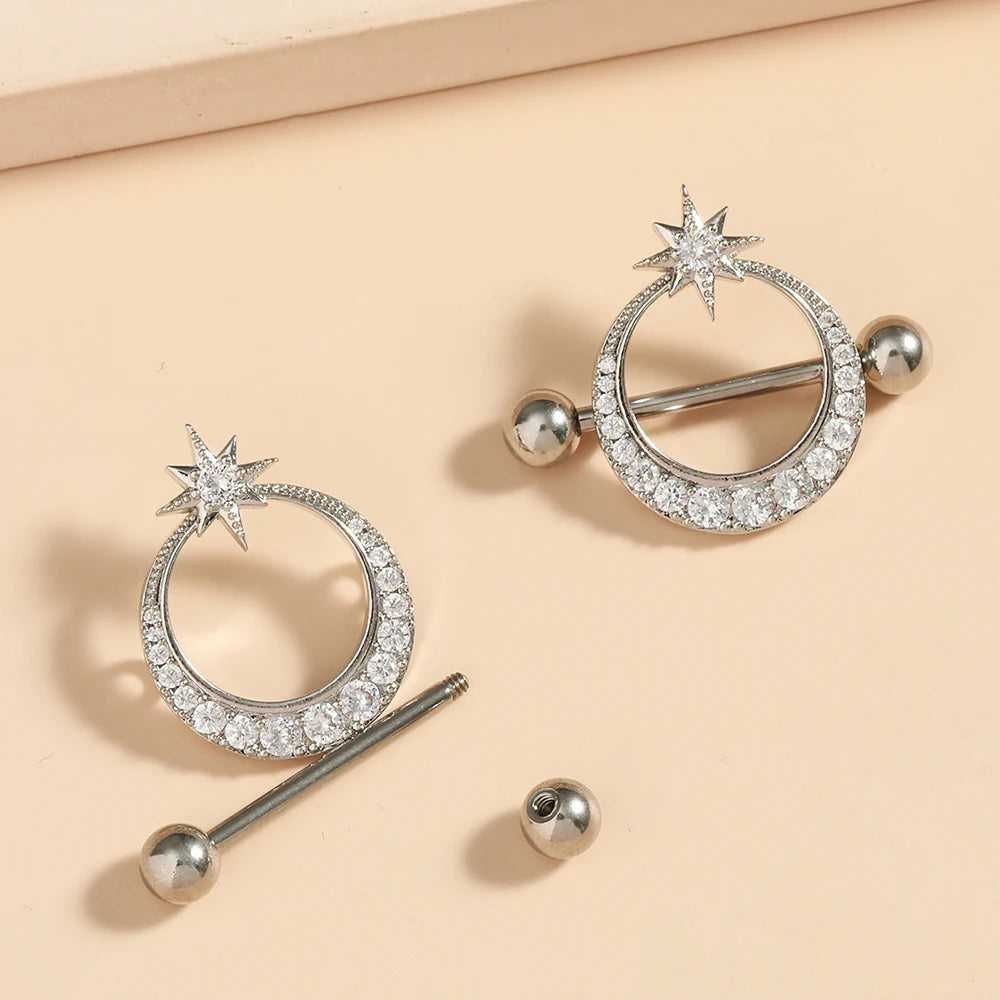 2pcs Titanium Stainless Accessorize Nipple Rings /Body Jewelry