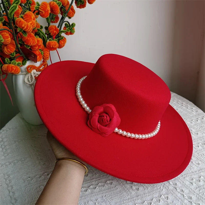 Cherub French Big Brim organza /Church Hat Women Elegant Flat-top Fedora Hat.