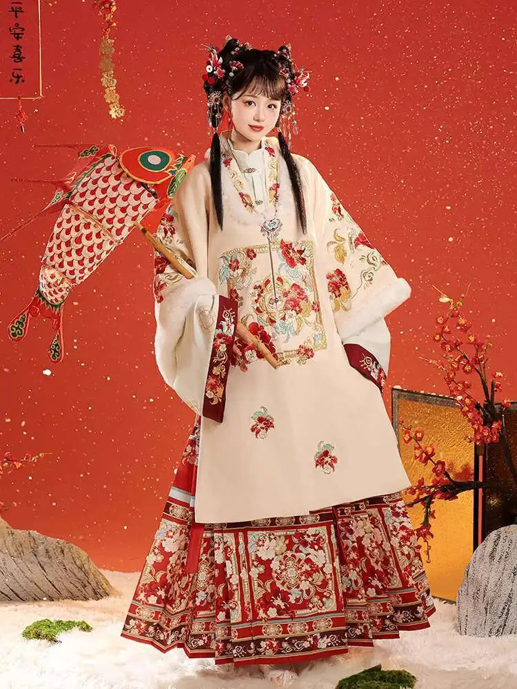 Chunluo Wanxiang Ming Long Shirt Hanfu Women's 2024 New Autumn And Winter Thick New Year's Clothing Horse Face Skirt Ancient