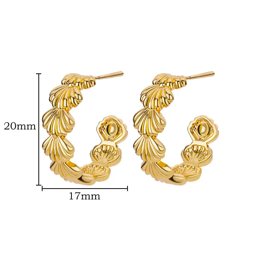 Stainless Steel Shell Earrings For Women Gold Color C-shaped Starfish Butterfly Earring