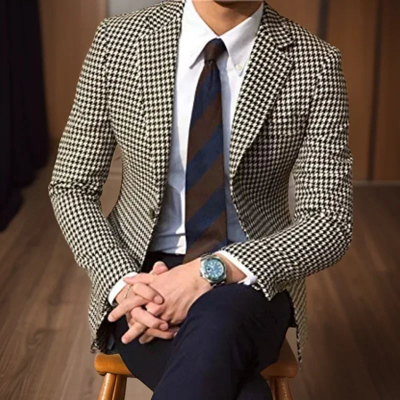 Plaid Men Suit Jacke Cherub Styles for Wedding Tuxedo Houndstooth Blazer 1 Pc American Style Notch Style Check Fashion Suit 2025