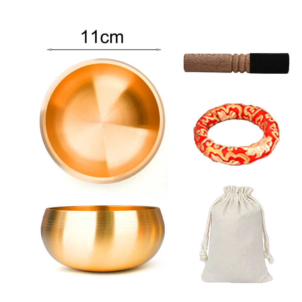 Brass Singing Bowl Tibetan Sanskrit Yoga Meditation for Sound Healing Stress Relief Buddha Mindfulness Instrument