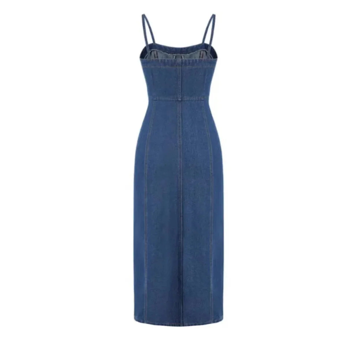 Women's Sleeveless Denim Dress Mid-Calf Length  A-Line Jean Dress with Spaghetti Straps for Summer Casual Vintage Y2K Clothes