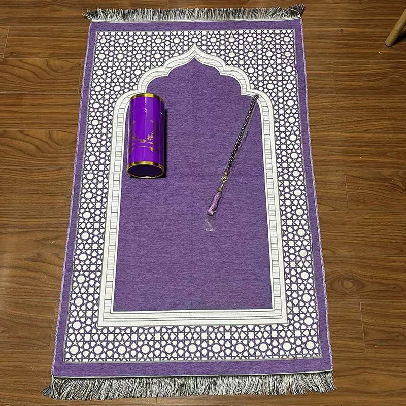 3pcs/set Muslim Prayer Mat Set Middle East Prayer Rug Prayer Beads Travel Worship Blanket Set Ramadan Gifts Islamic Sejadah