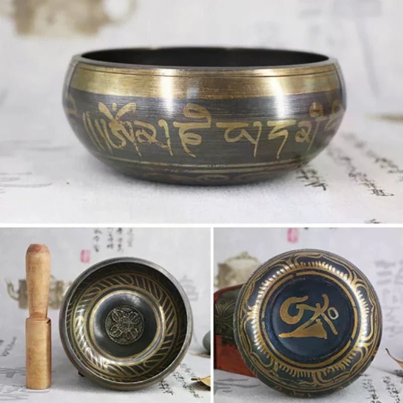 Buddha Sound Bowl Tibetan Bell Yoga Meditation Bowl Metal Singing Bowl Striker Chanting Bowl Brass Chime Handicraft Music