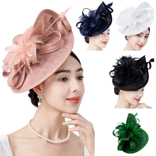 Cherub 2025 Elegant Fascinator Hat for Women Tea Party /Church/Wedding Kentucky Derby Fascinator Pillbox Feather Flower