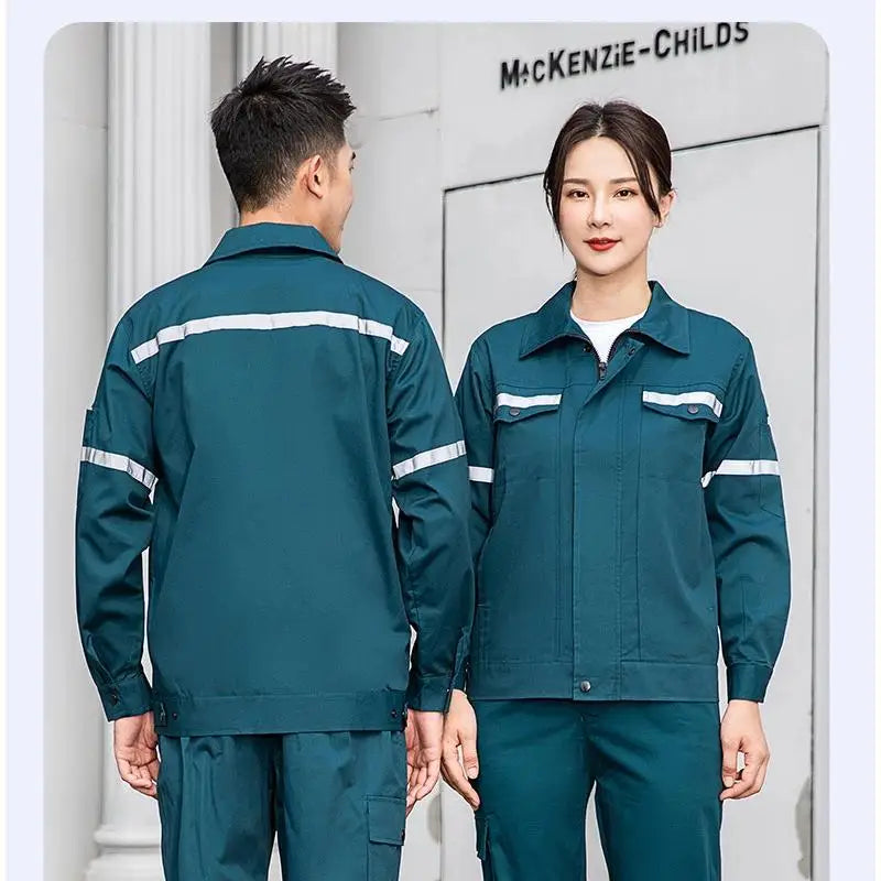 Cotton Summer Workwear With Printed Men's Long Sleeved Thin Suit For Workshop Workers Electrical And Mechanical Welding Fixtures