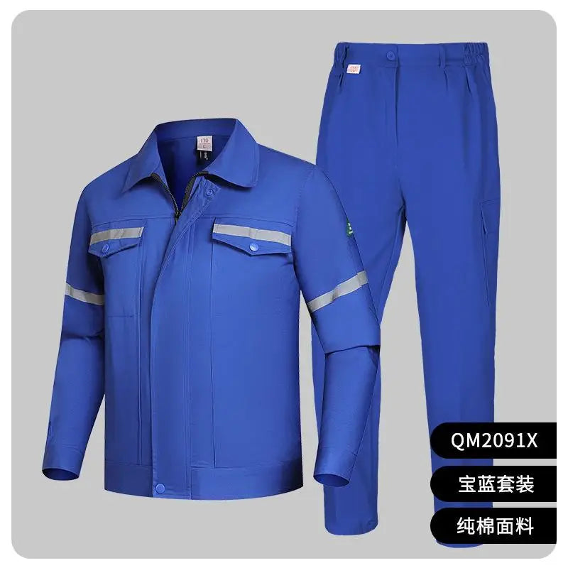 Cotton Summer Workwear With Printed Men's Long Sleeved Thin Suit For Workshop Workers Electrical And Mechanical Welding Fixtures