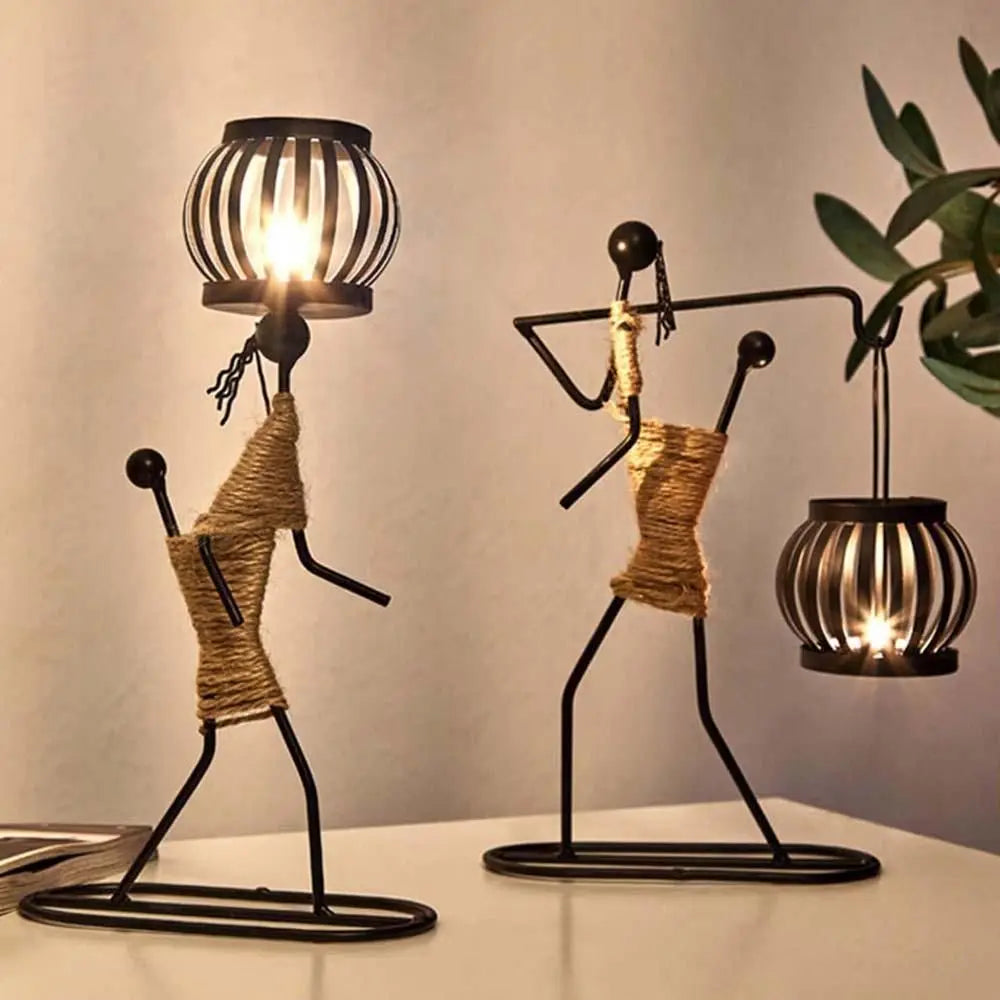 Candlestick Holder 1 PCS Creative Abstract(Afro)Character Sculpture Exquisite Candle Stand For Prayer Homes/ Businesses