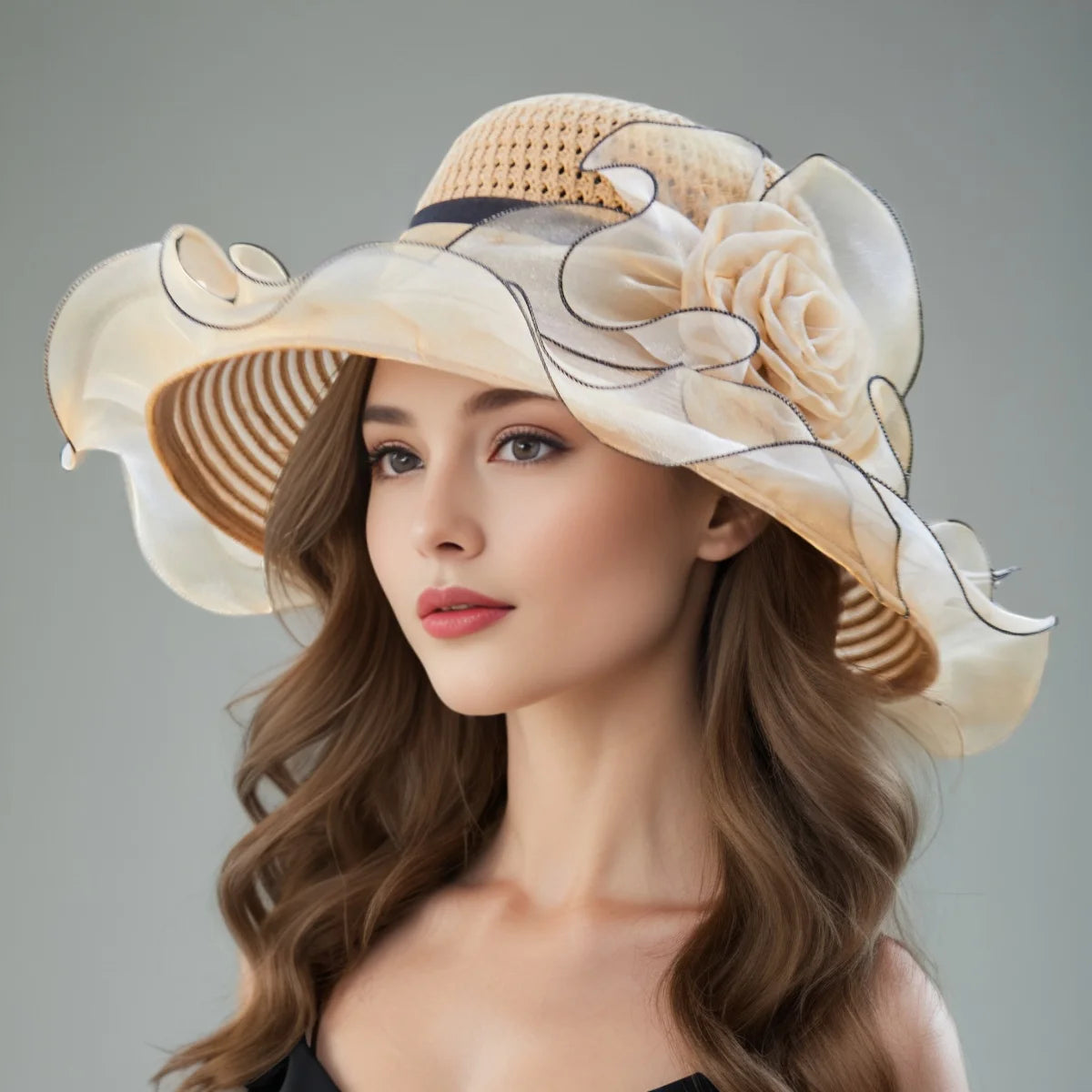 Cherub Elegant Summer Women's Church Woven Sun Hat Breathable/Foldable Design