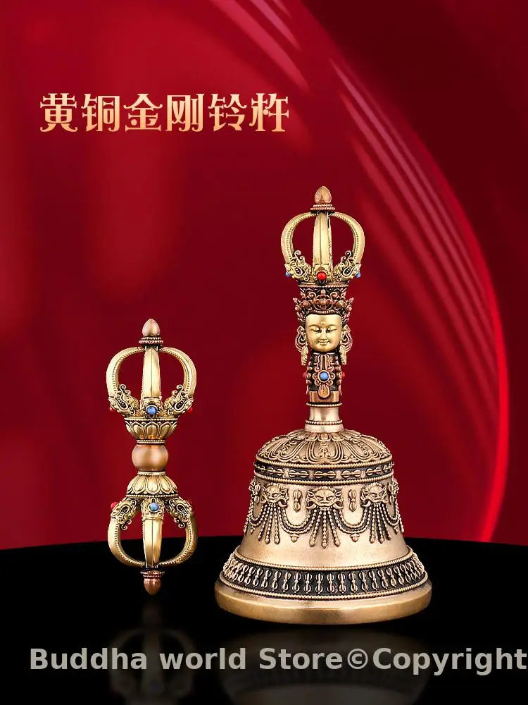 Buddhism Item TOP quality Vajra Vajra bell Use For Prayer tool/ Exorcism Efficacious protection Auspicious Symbols mantra Warp