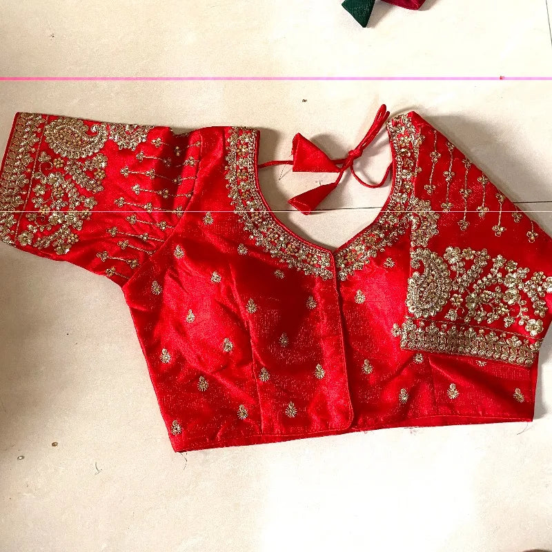 Indian Traditional Clothing for Women Tops Readymade Saree Sari Blouses Short Sleeve Crop Top India Choli Black Red