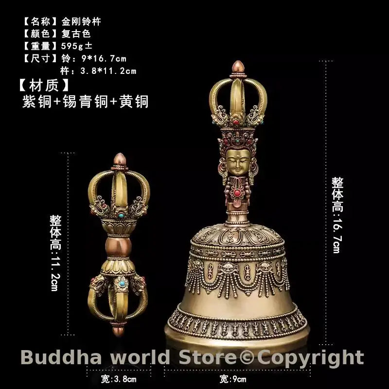 Buddhism Item TOP quality Vajra Vajra bell Use For Prayer tool/ Exorcism Efficacious protection Auspicious Symbols mantra Warp