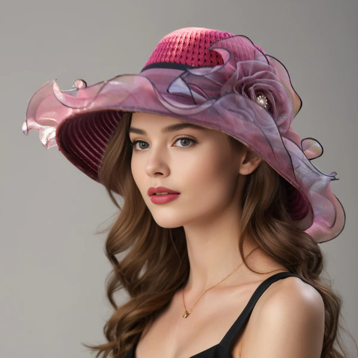 Cherub Elegant Summer Women's Church Woven Sun Hat Breathable/Foldable Design