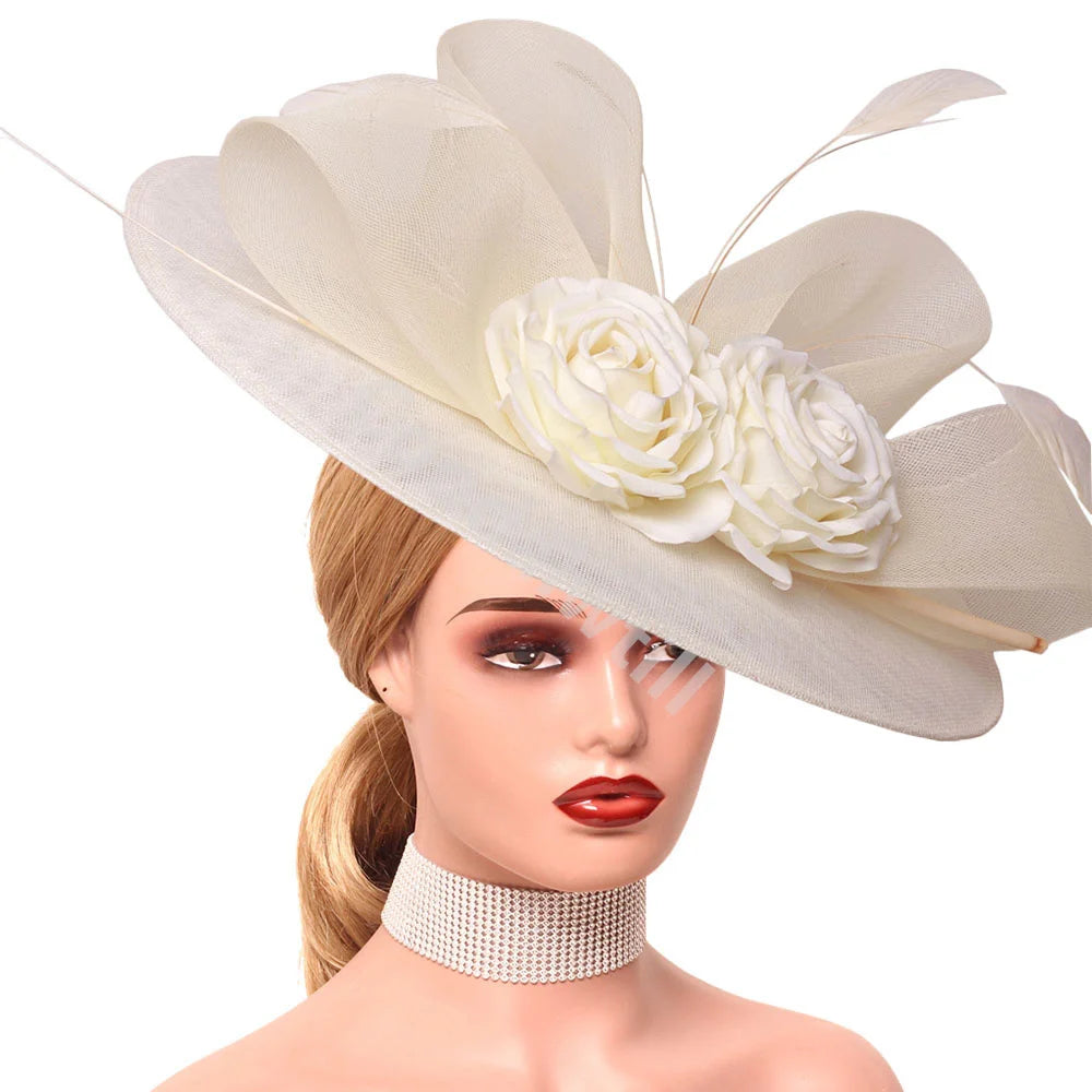 Cherub Women Elegant Royal Ascot Sunday's Best Big Fascinator Hat Church/Wedding Flower Ladies Headpiece Cocktail Party