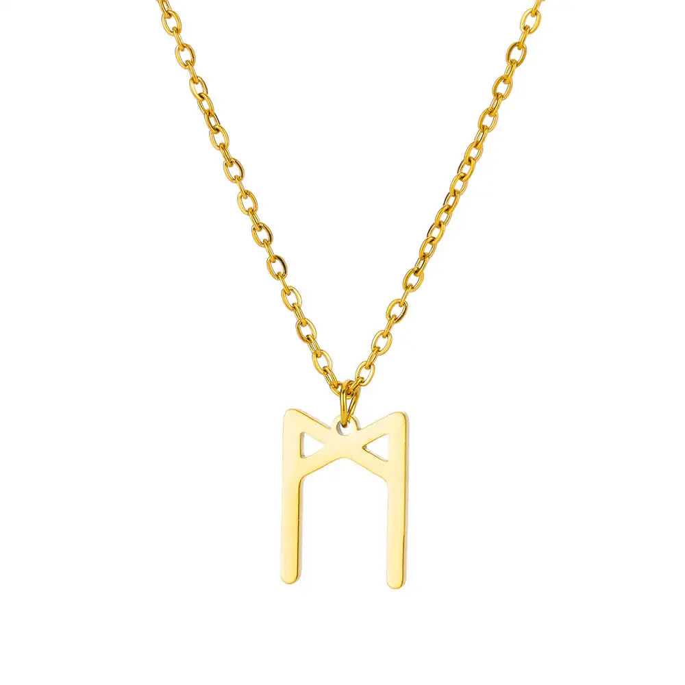 Spiritual Rune Layering Necklace Elder Futhark Runes Feminine Delicate Norse Runic Pendants Minimalist Jewelry for Women